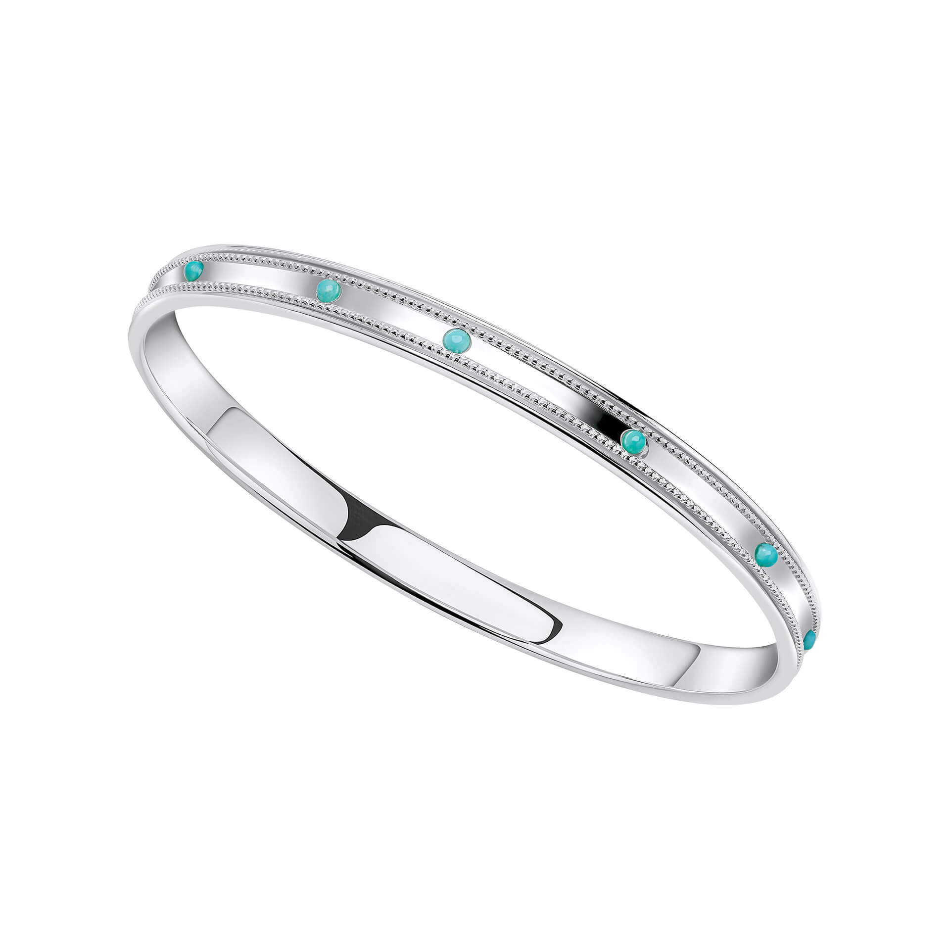 Gecko Jewellery Turquoise Spinner Bangle in Recycled Sterling Silver