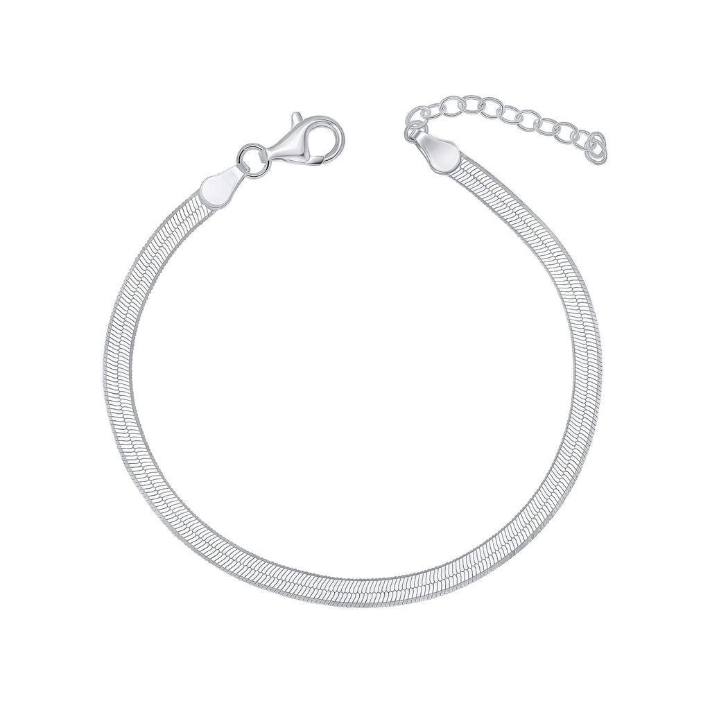 Gecko Jewellery Sterling Silver Flat Herringbone Chain Bracelet