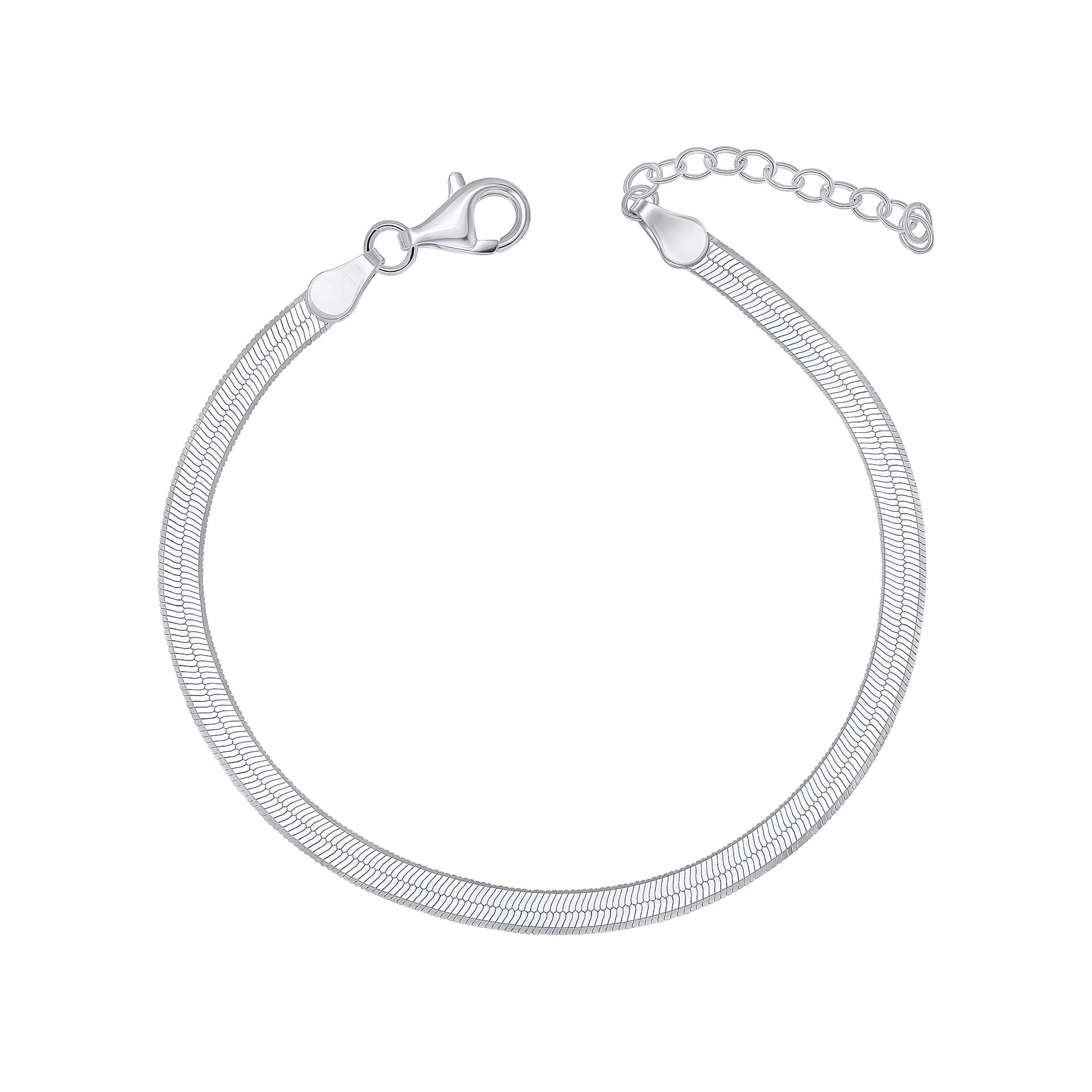 Gecko Jewellery Sterling Silver Flat Herringbone Chain Bracelet