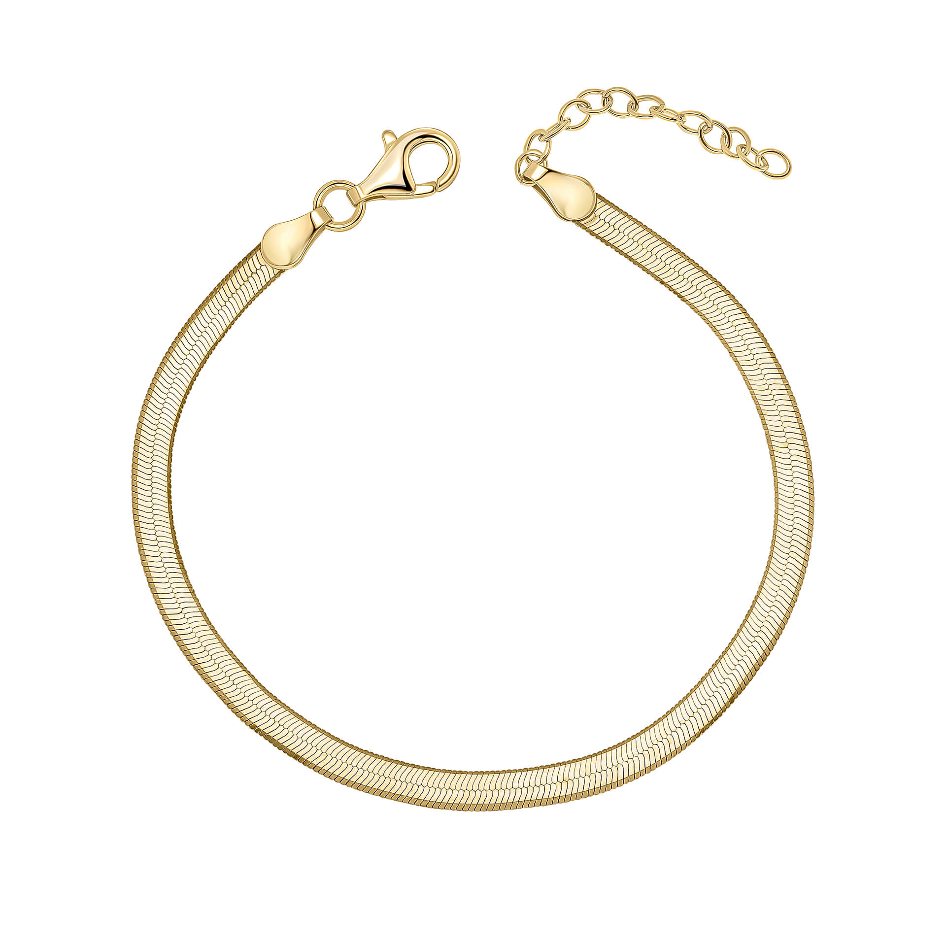 Gecko Jewellery Sterling Silver Flat Herringbone Chain Bracelet