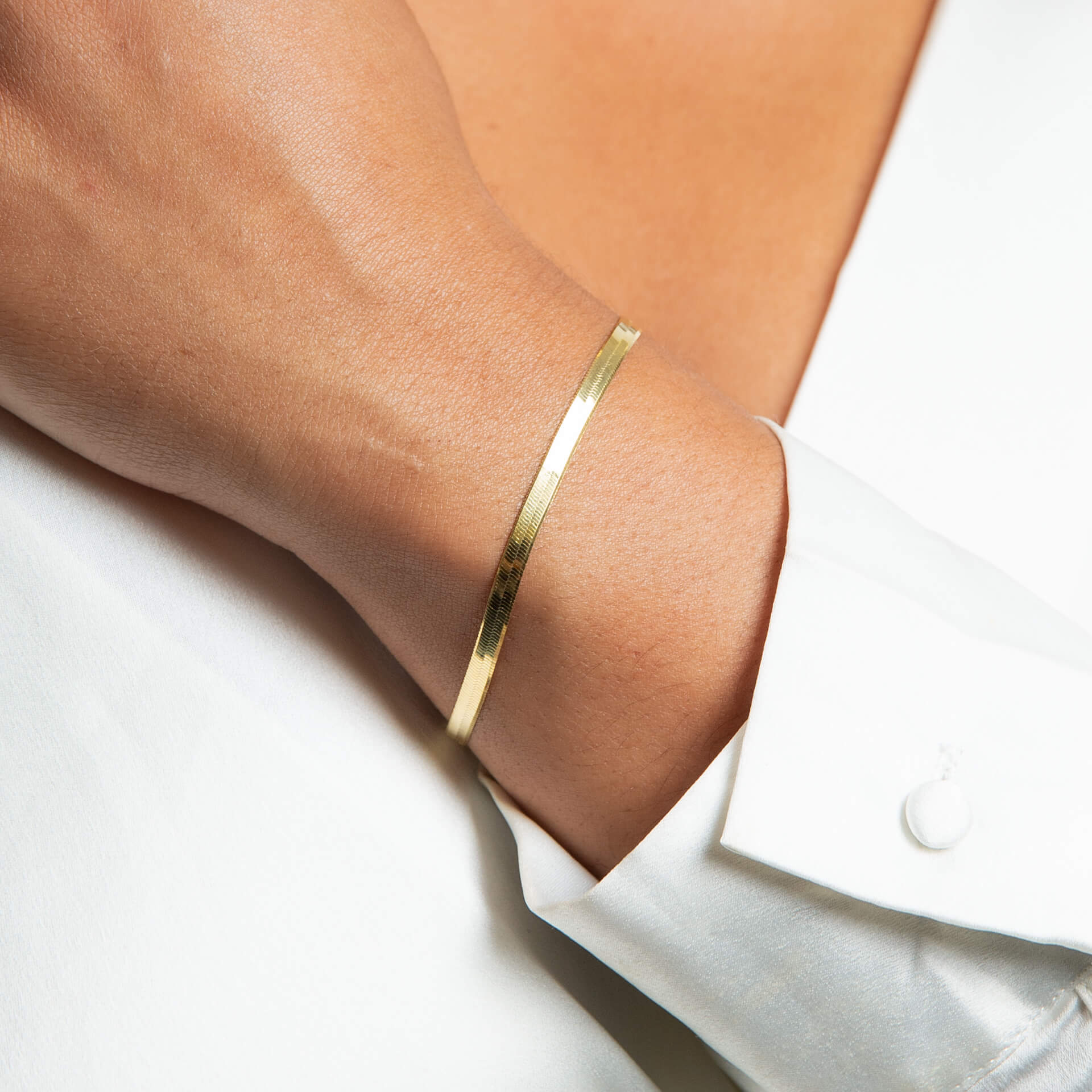 Gecko Jewellery Sterling Silver Flat Herringbone Chain Bracelet