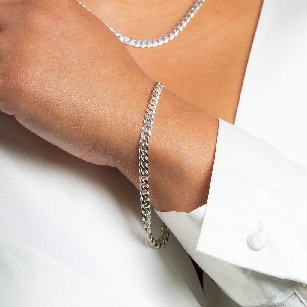 Gecko Jewellery Recycled Sterling Silver Curb Chain Bracelet