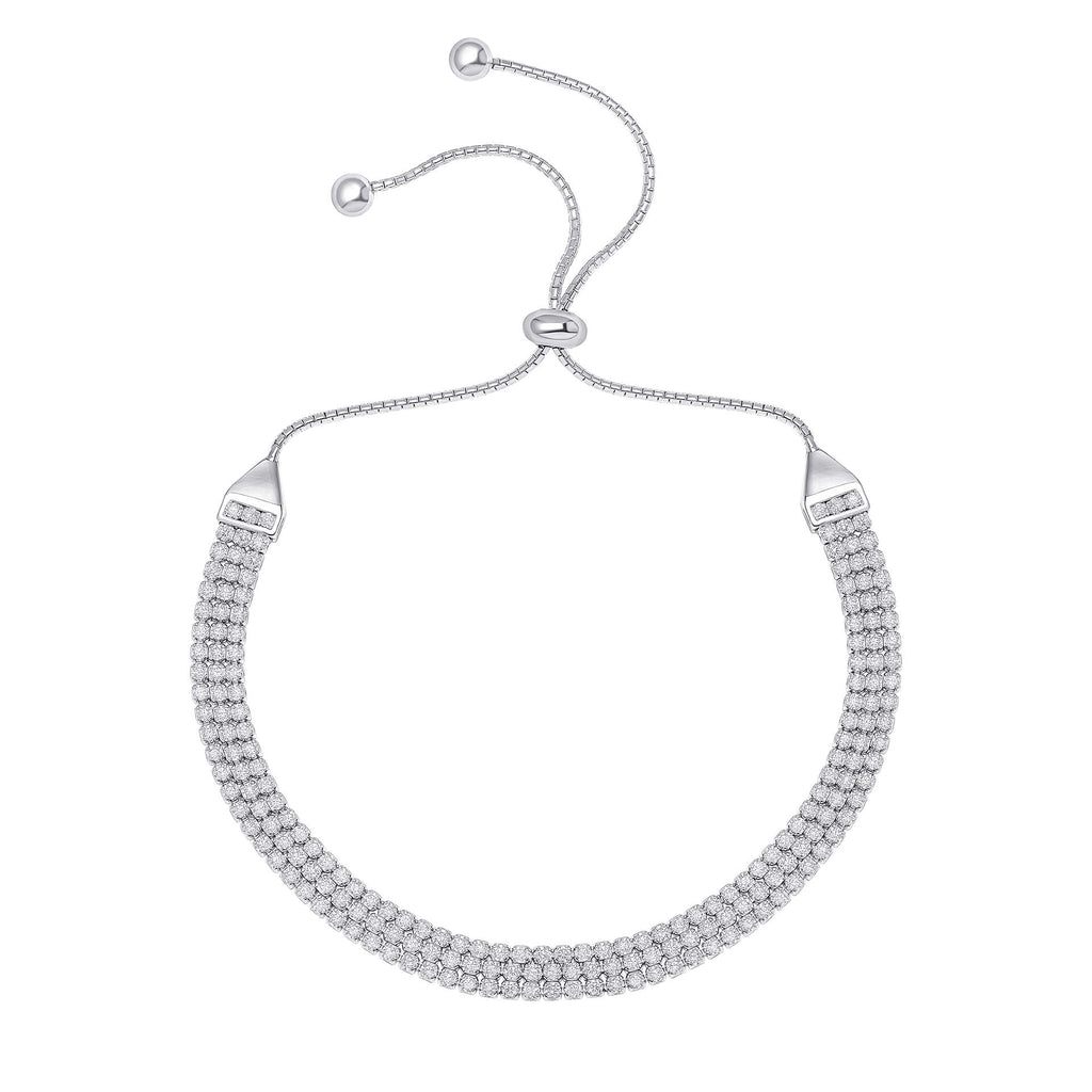 Gecko Jewellery Recycled Sterling Silver Cubic Zirconia Cup Chain Bracelet