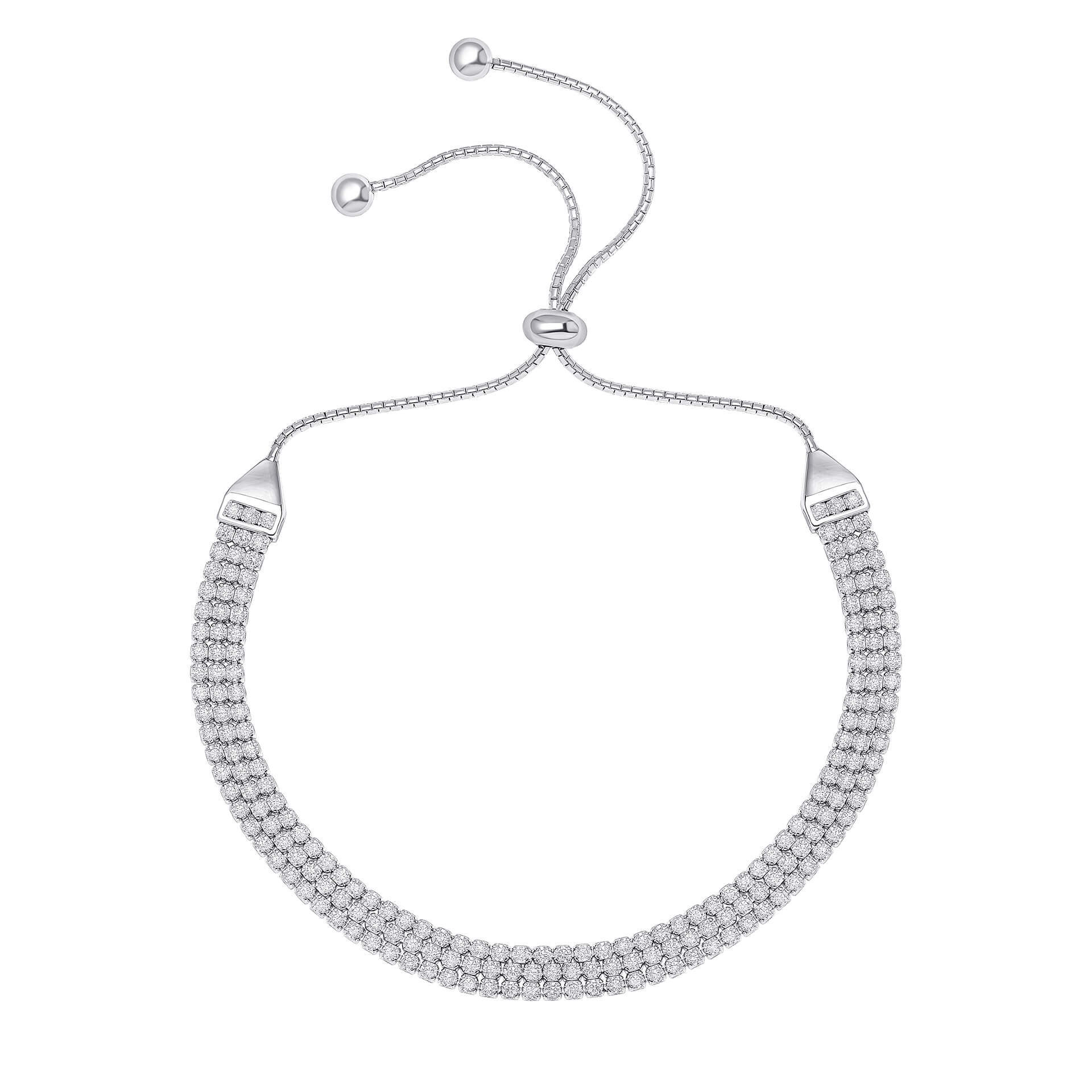Gecko Jewellery Recycled Sterling Silver Cubic Zirconia Cup Chain Bracelet