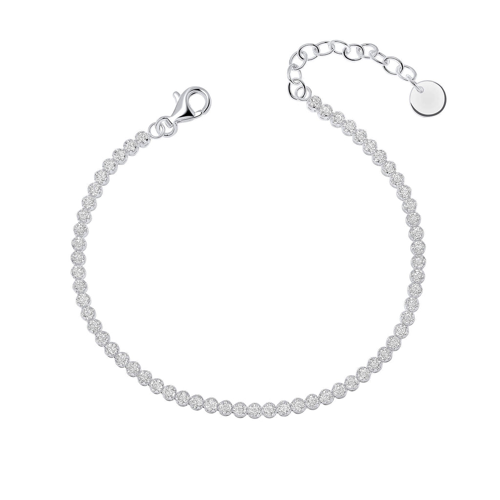 Gecko Jewellery Recycled Sterling Silver Cubic Zirconia Cup Chain Bracelet