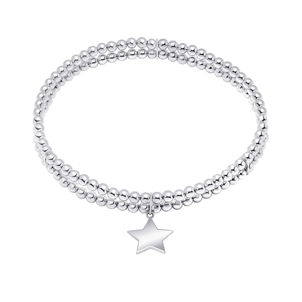 Gecko Jewellery Recycled Sterling Silver Double Row Star Charm Bracelet