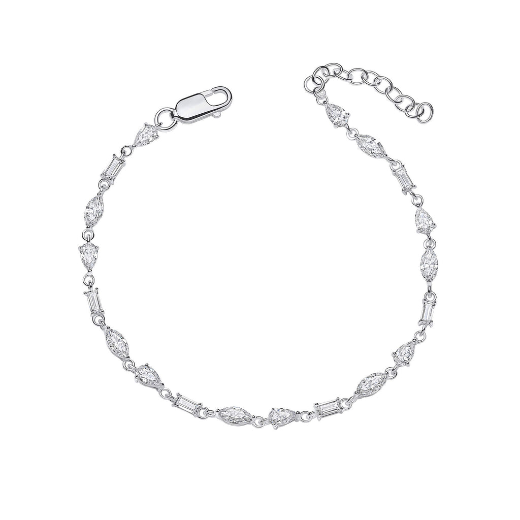 Gecko Jewellery Mixed Shapes Cubic Zirconia Tennis Bracelet in Silver