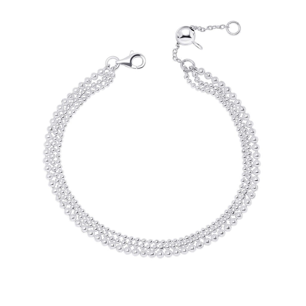Gecko Jewellery Recycled Sterling Silver Multi Strand Bead Bracelet