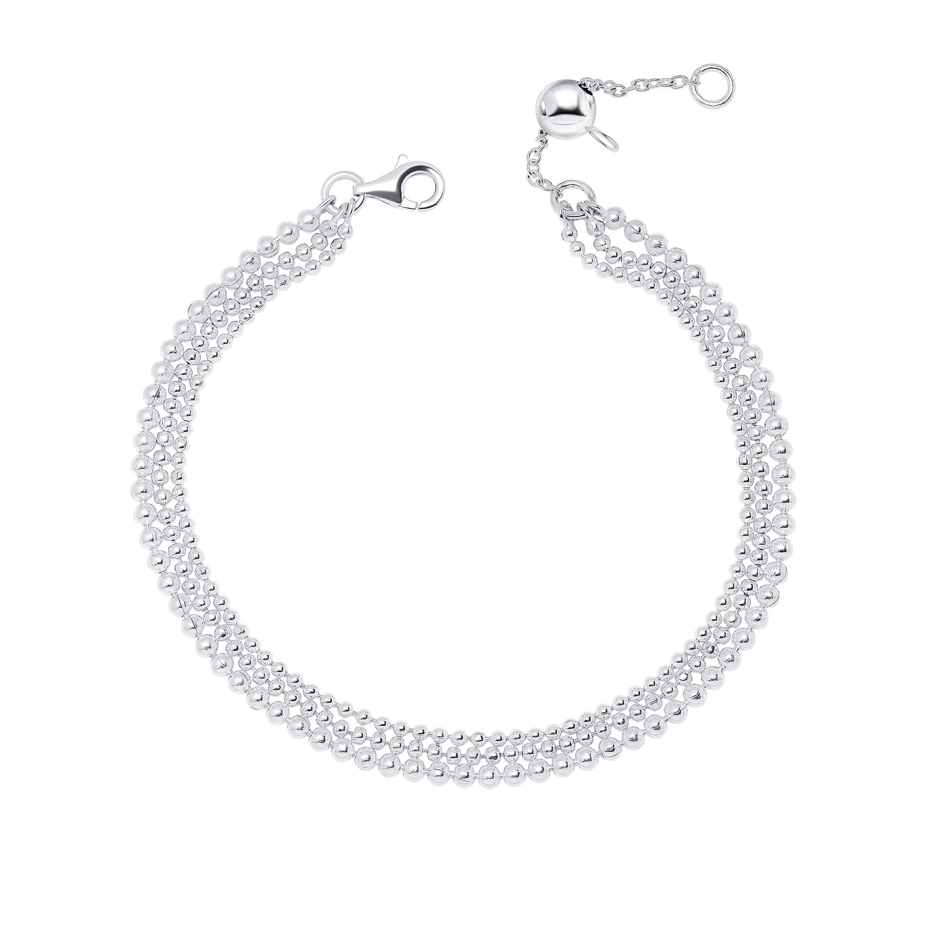 Gecko Jewellery Recycled Sterling Silver Multi Strand Bead Bracelet