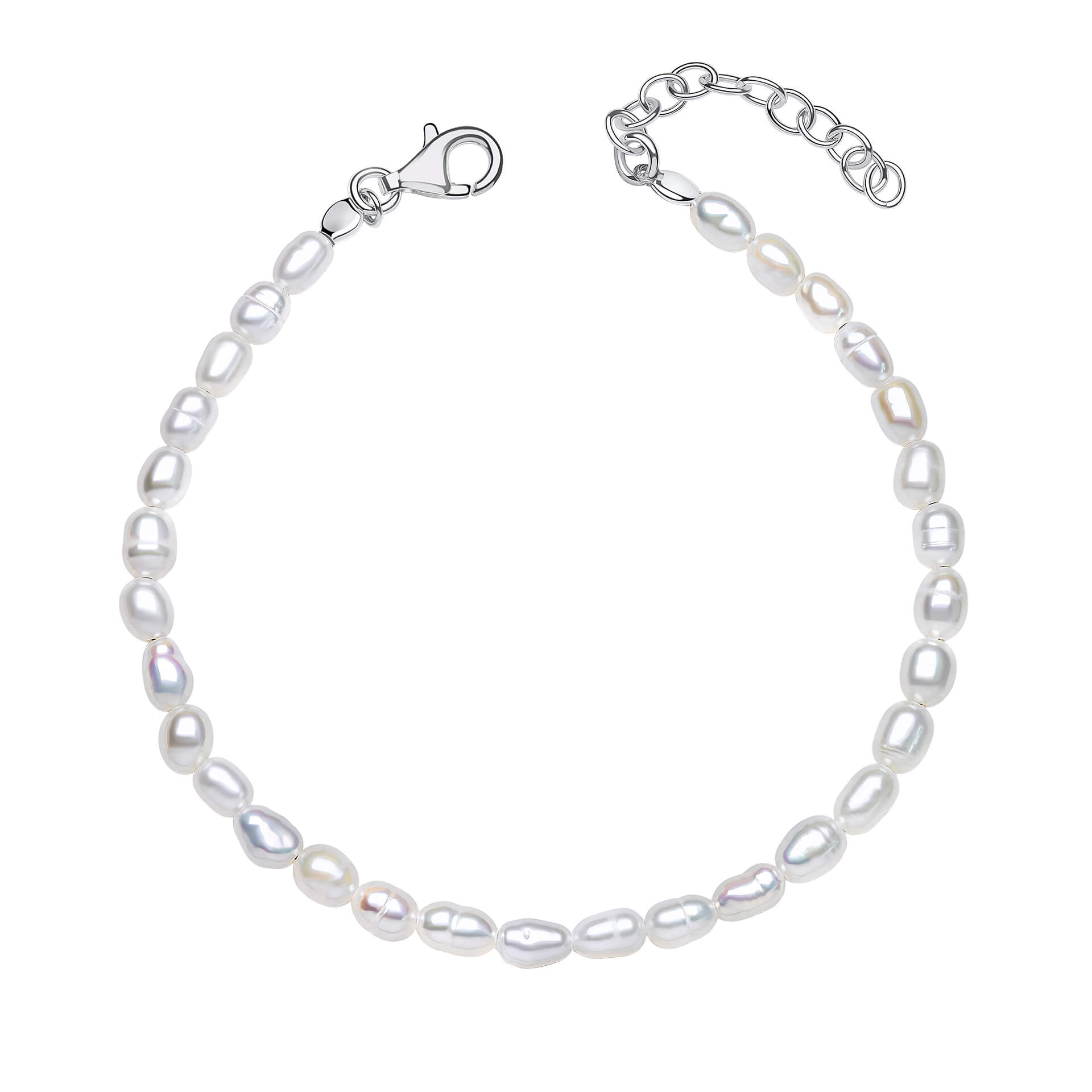 Rice Pearl Bracelet in Recycled Sterling Silver | Gecko Jewellery