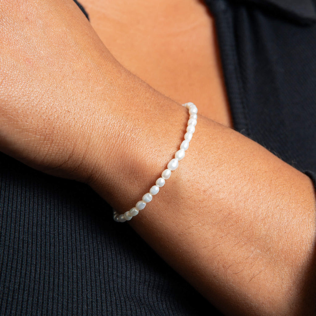 Rice Pearl Bracelet in Recycled Sterling Silver | Gecko Jewellery
