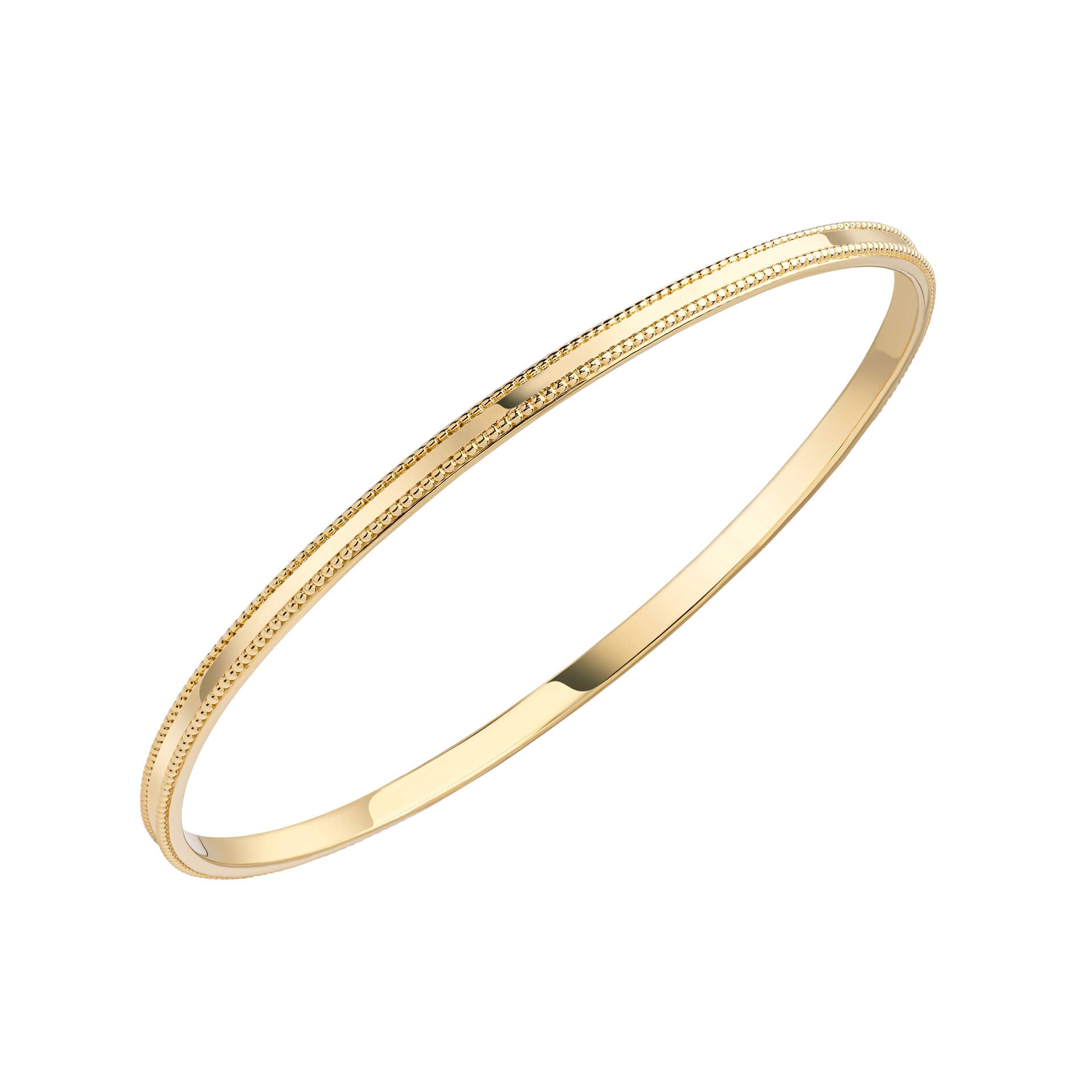 Gecko Jewellery Millegrain Bangle – Minimalist Plain Silver Bracelet
