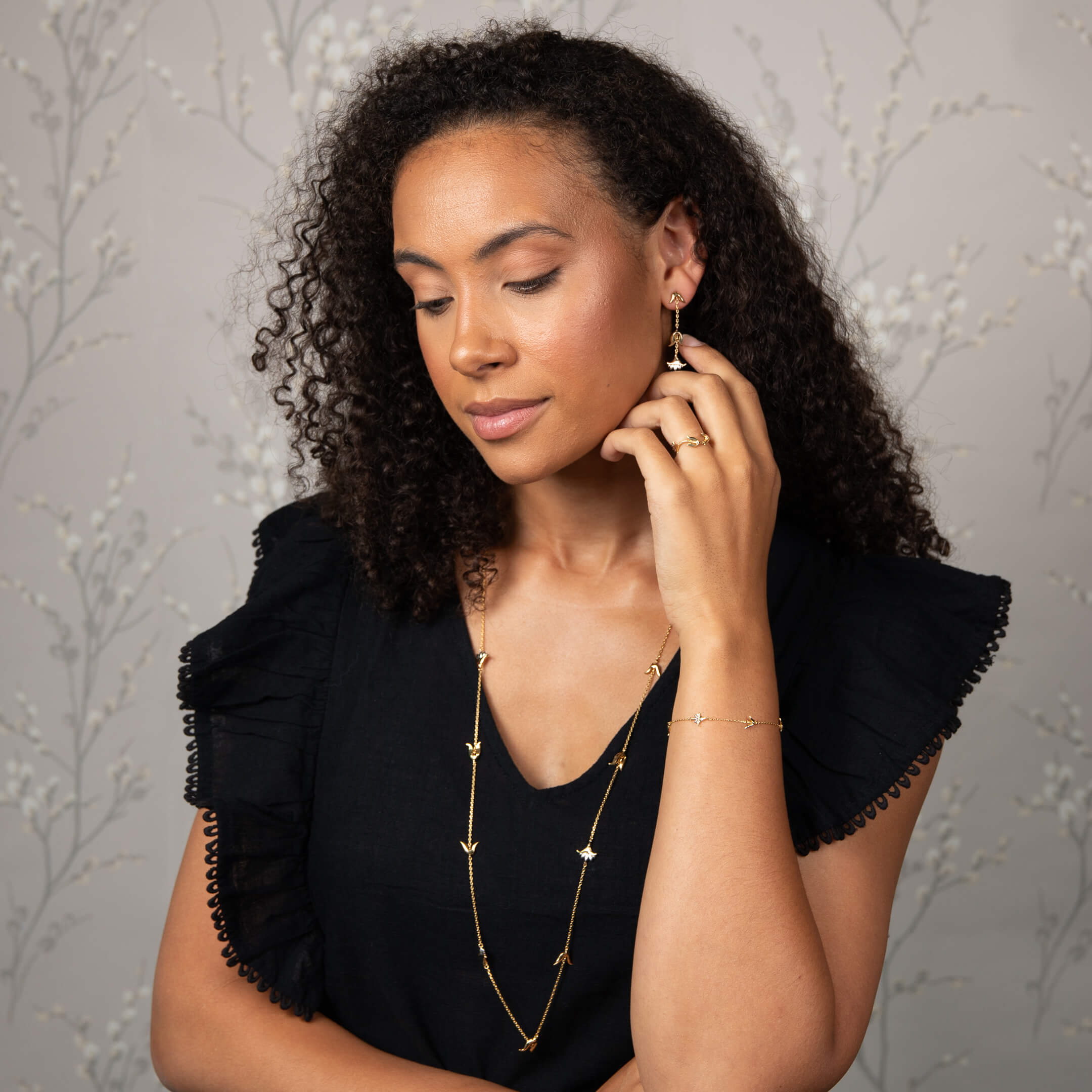 Gecko Jewellery Camelot Flower Drop Earrings - Gold and Silver Plated