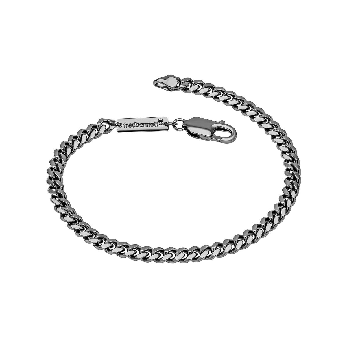 Gecko Jewellery Cuban Link Chain Bracelet | Gunmetal Sterling Silver