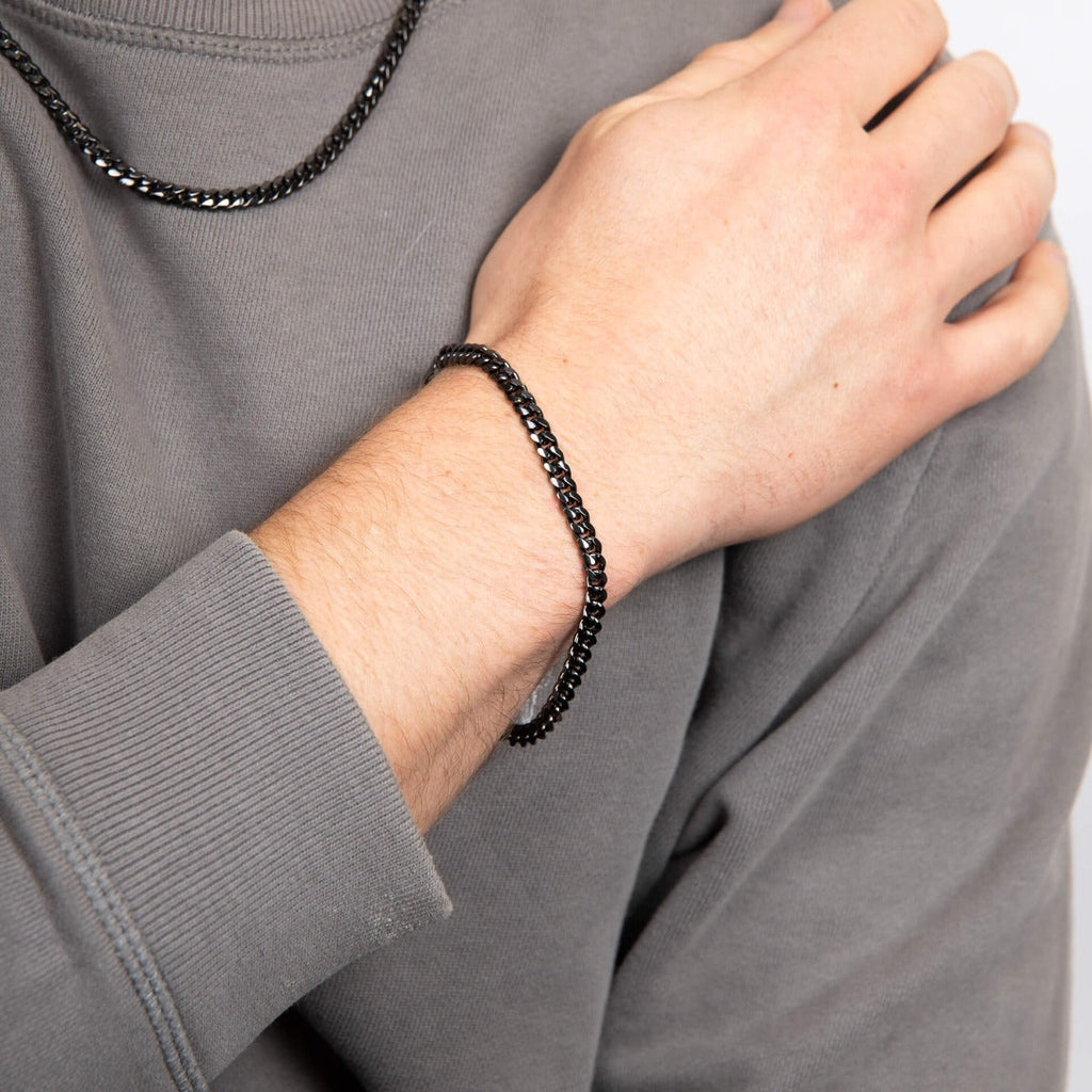 Gecko Jewellery Cuban Link Chain Bracelet | Gunmetal Sterling Silver