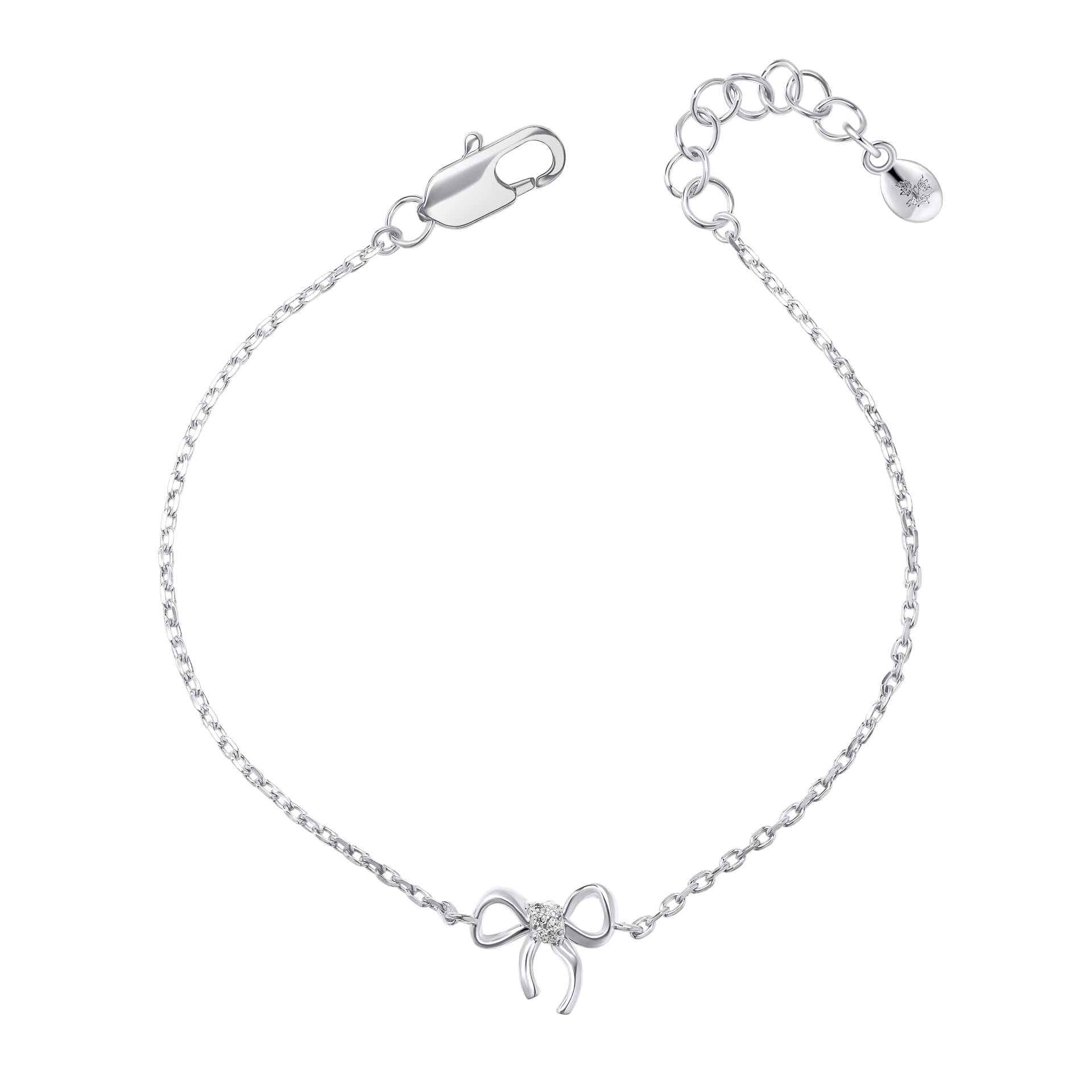 Laura Ashley Children’s Ribbon Bow Bracelet – Silver Plated & CZ