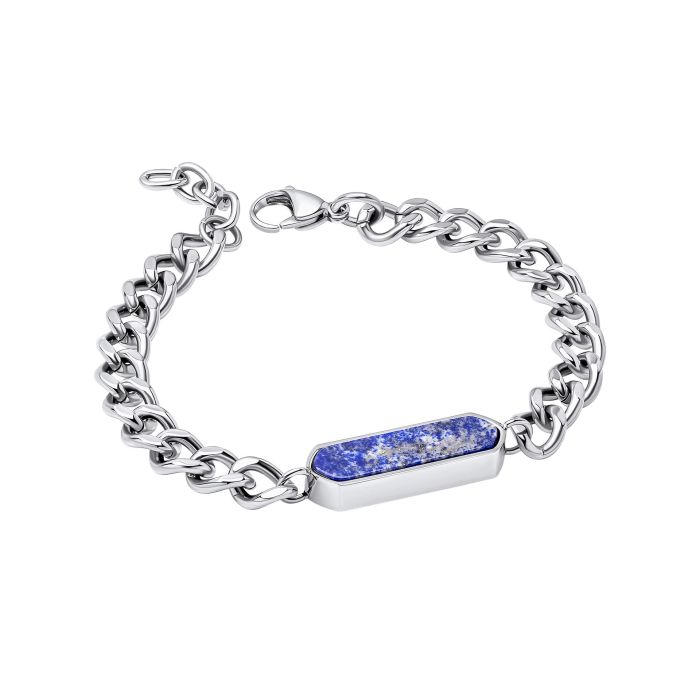 Gecko Jewellery Lapis Lazuli Bar Bracelet – Stainless Steel Inlay