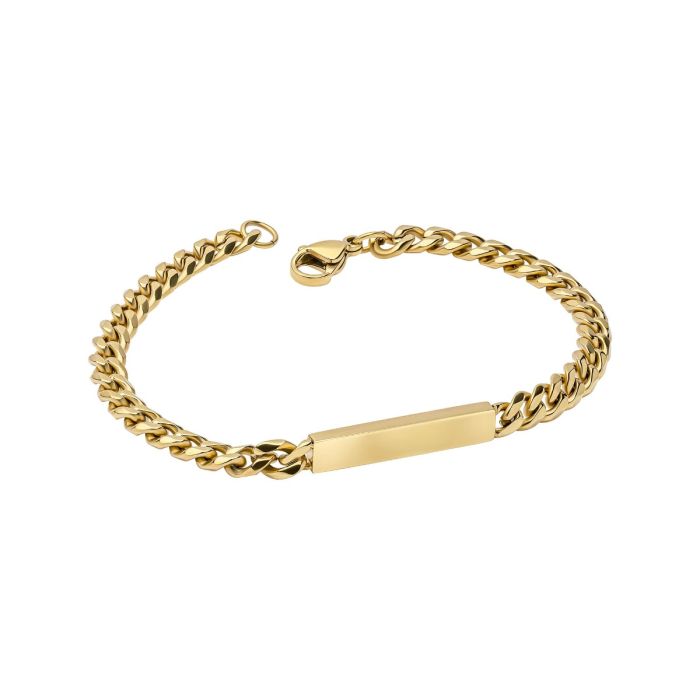 Gecko Jewellery Engravable ID Bar Chain Bracelet in Yellow Gold Plate