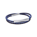 Gecko Jewellery Men's Double Wrap Blue and Black Braided Leather Bracelet