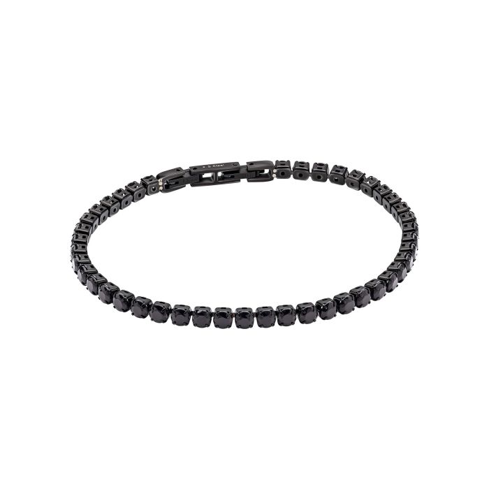 Gecko Jewellery Black Cubic Zirconia & Stainless Steel Tennis Bracelet