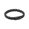 Gecko Jewellery Black Braided Leather Bracelet with Steel Clasp