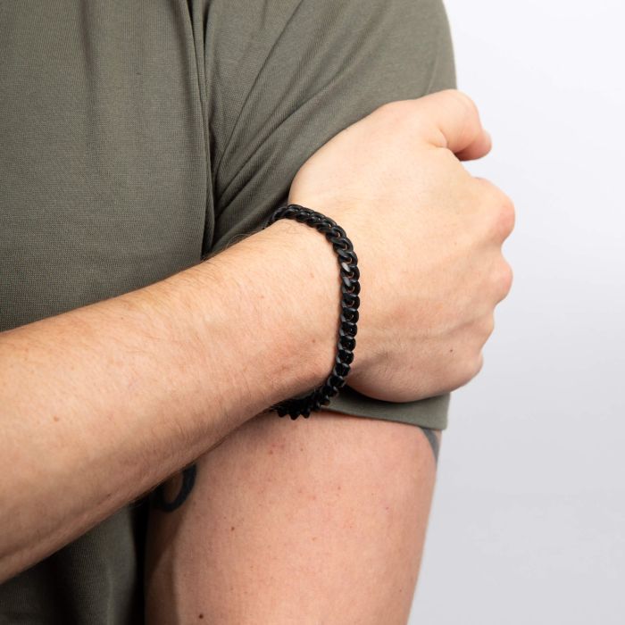 Gecko Jewellery Black Brushed Stainless Steel Curb Chain Bracelet