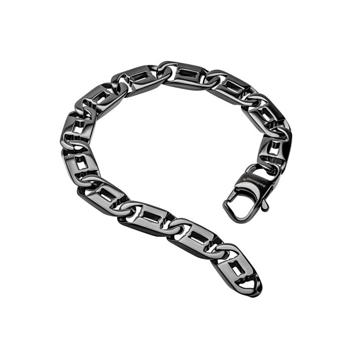 Gecko Jewellery Black Anchor Chain Bracelet in Plated Stainless Steel
