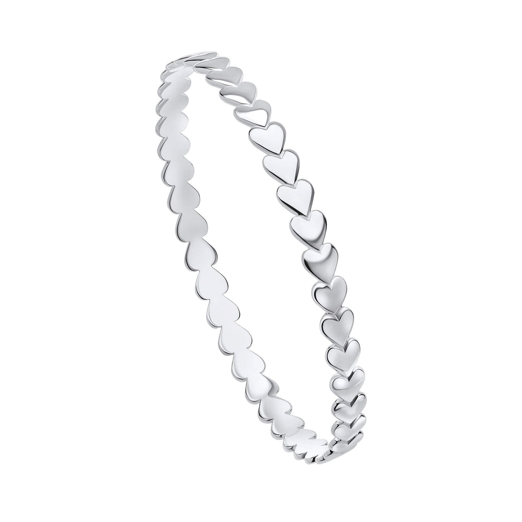 Gecko Jewellery Heart Sequence 6mm Bangle in Recycled Sterling Silver
