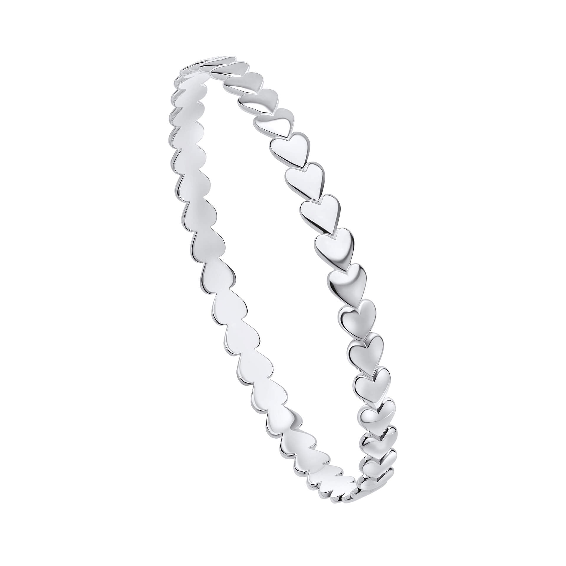 Gecko Jewellery Heart Sequence 6mm Bangle in Recycled Sterling Silver
