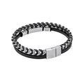 Gecko Jewellery Black Leather and Stainless Steel Engravable ID Bracelet