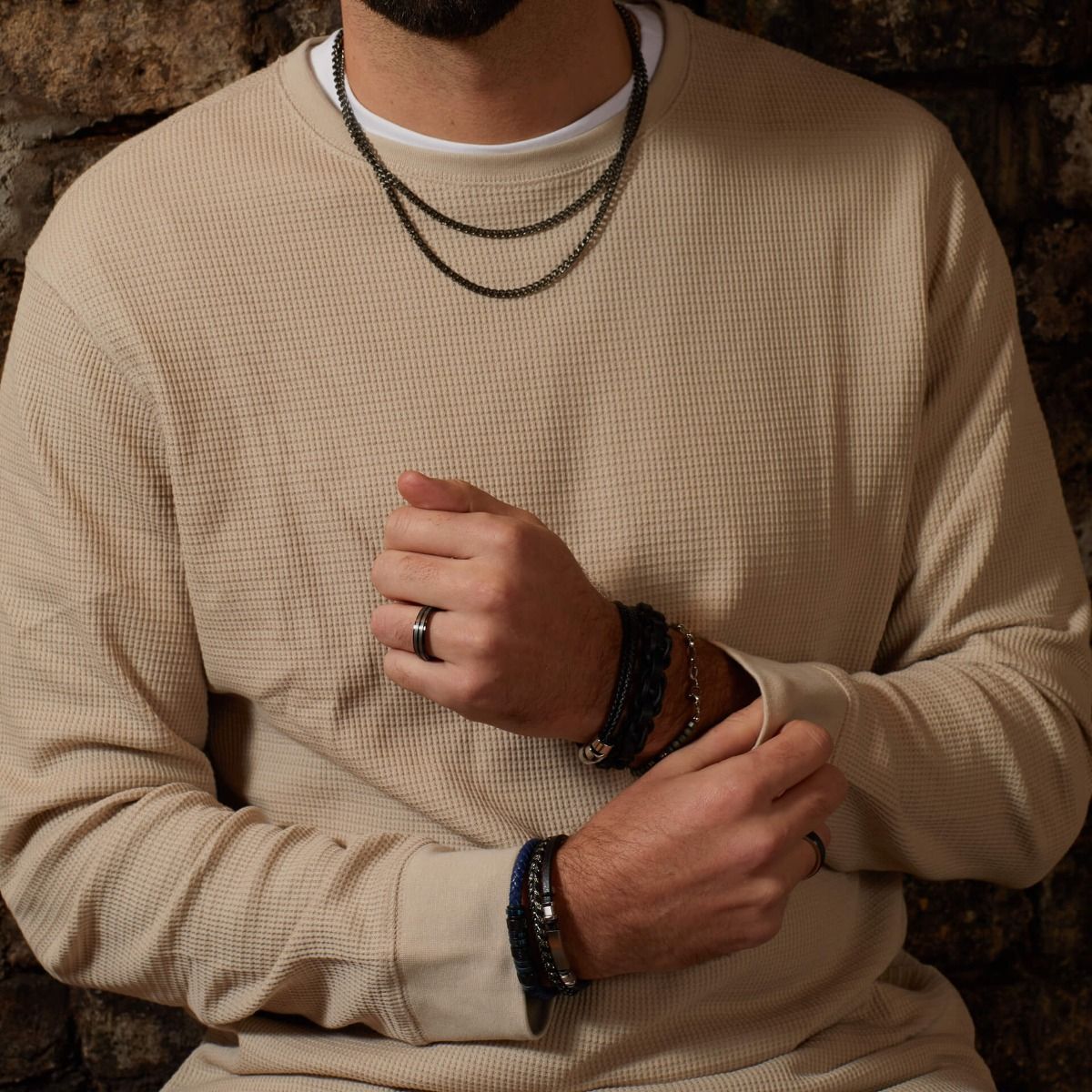 Gecko Jewellery Gunmetal Double Chain Necklace - Layered Stainless Steel