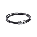 Gecko Jewellery Triple Layer Black Braided Leather Bracelet with Beads