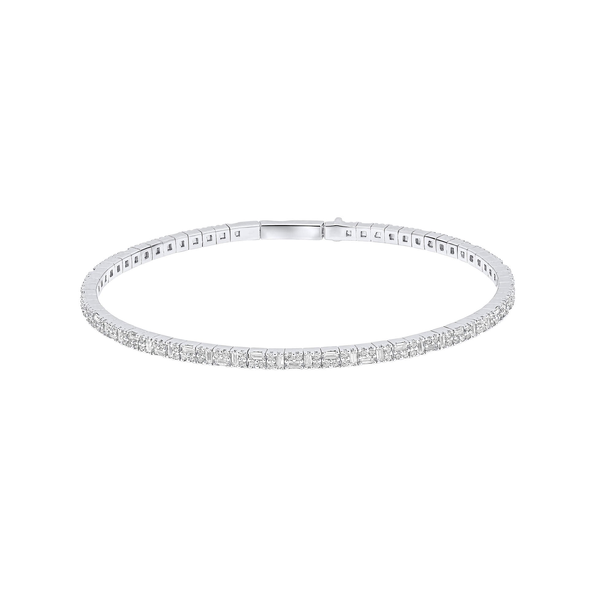 Gecko Jewellery Multi-Stone Flexi Bangle | Sterling Silver & Zirconia