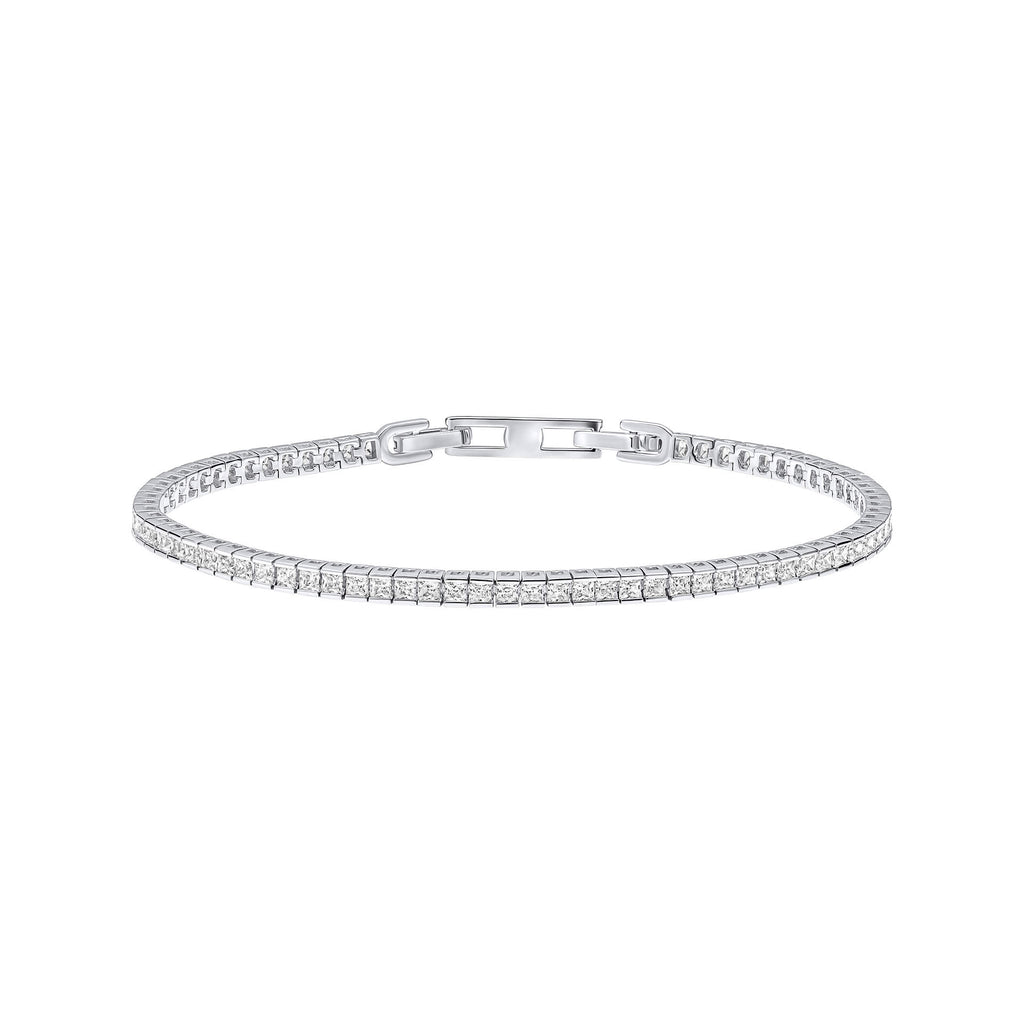 Gecko Jewellery Square Tennis Bracelet | Platinum Plated Silver