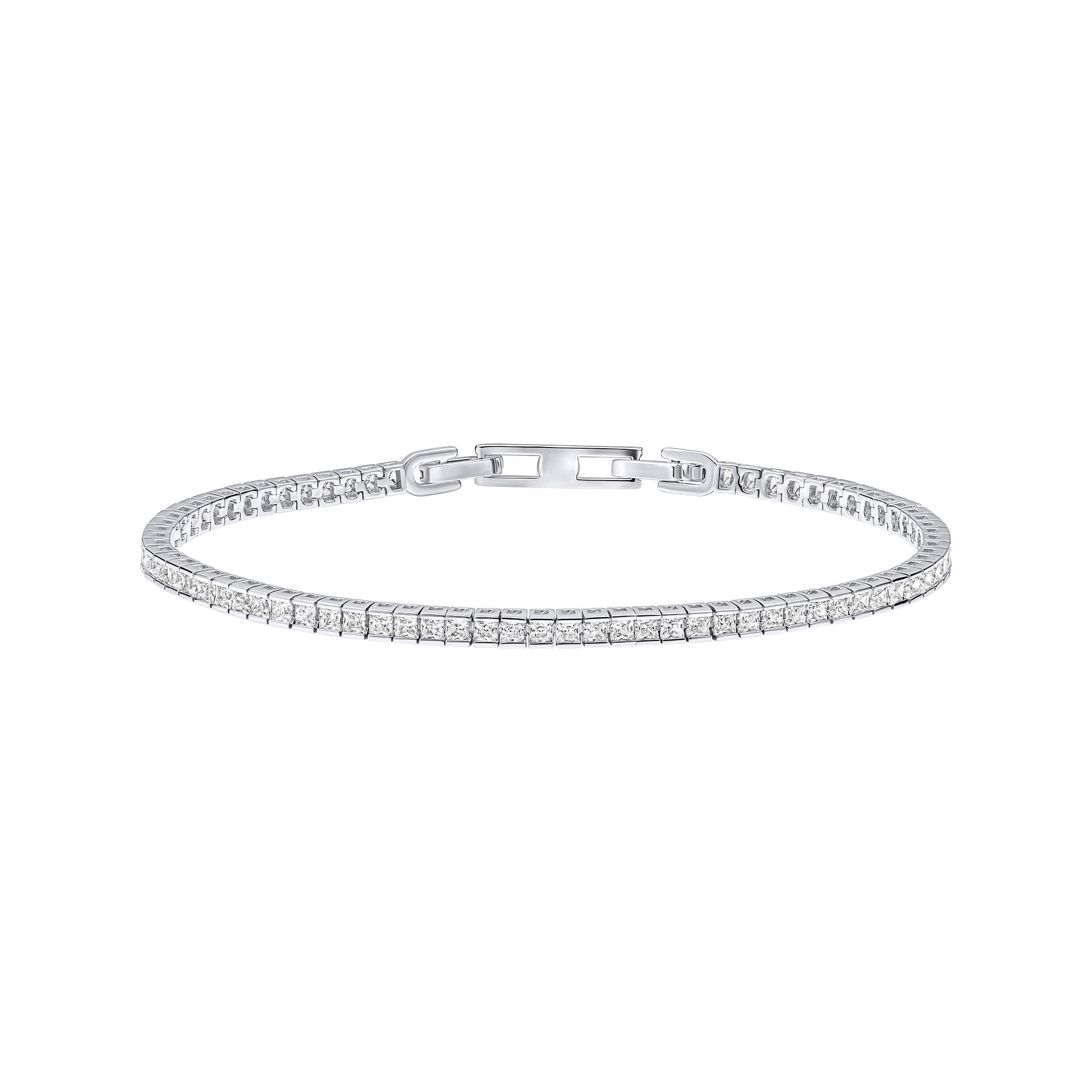 Gecko Jewellery Square Tennis Bracelet | Platinum Plated Silver
