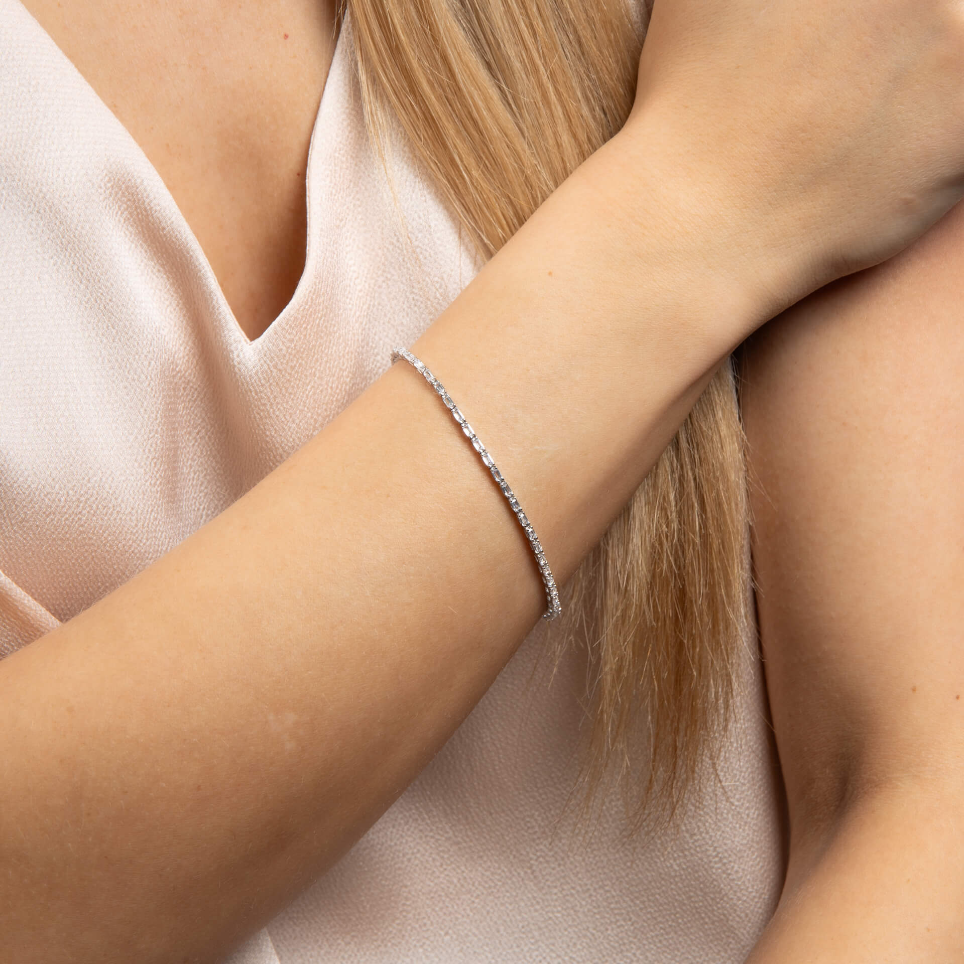 Gecko Jewellery Sterling Silver Baguette Tennis Bracelet | Diamonfire