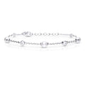 Diamonfire Shell Pearl and Zirconia Station Bracelet in Sterling Silver