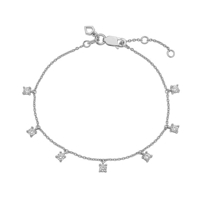 Diamonfire Four Claw Zirconia Station Bracelet in Sterling Silver