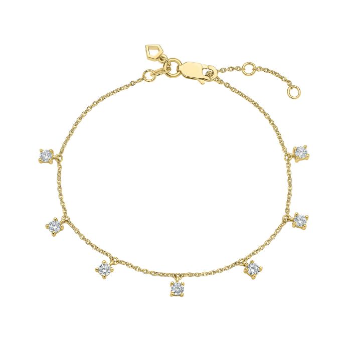 Diamonfire Four Claw Zirconia Station Bracelet in Sterling Silver