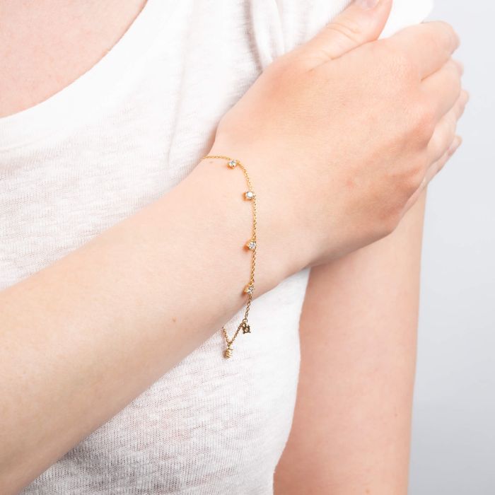 Diamonfire Four Claw Zirconia Station Bracelet in Sterling Silver