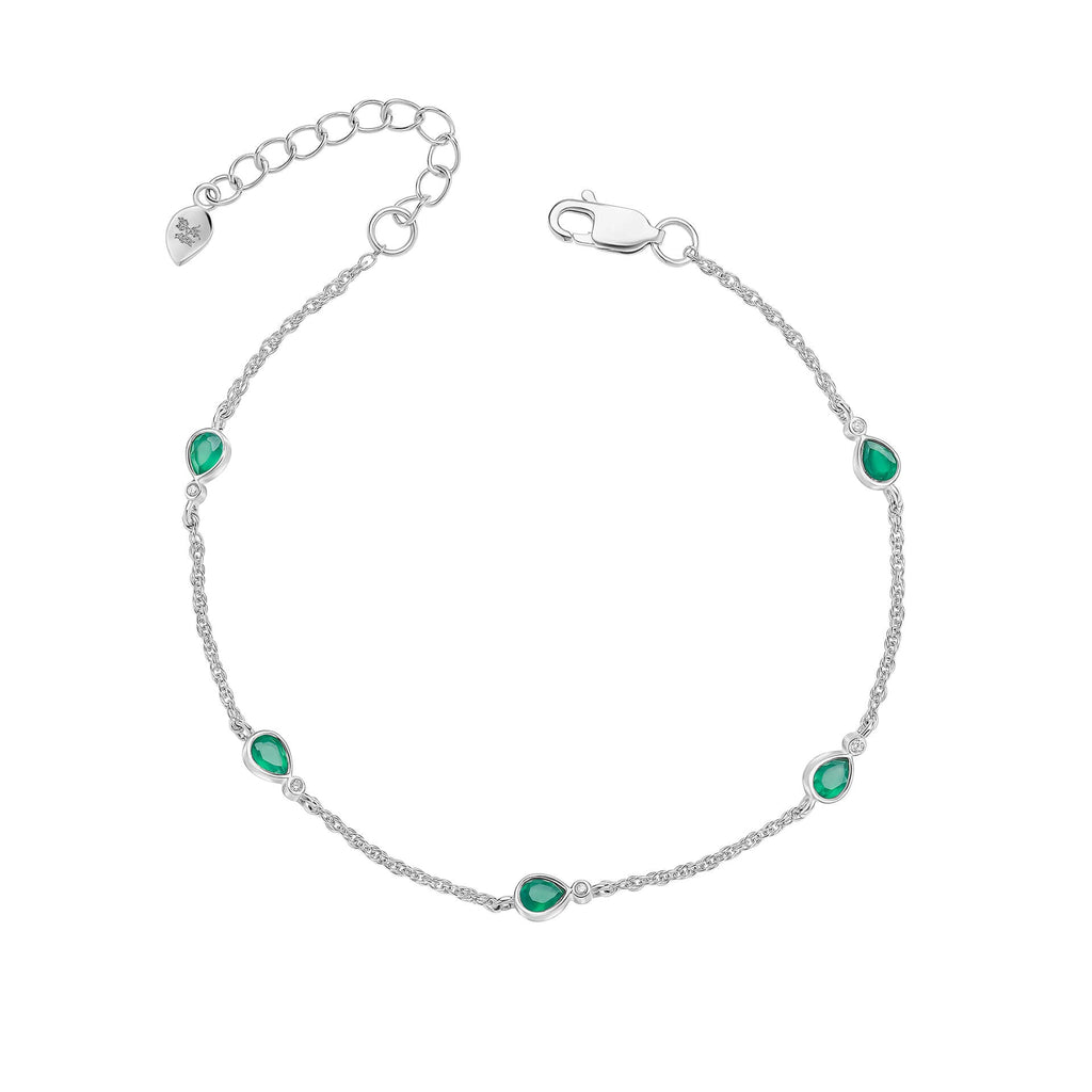 Gecko Jewellery Thornage Flowers Station Bracelet in Sterling Silver