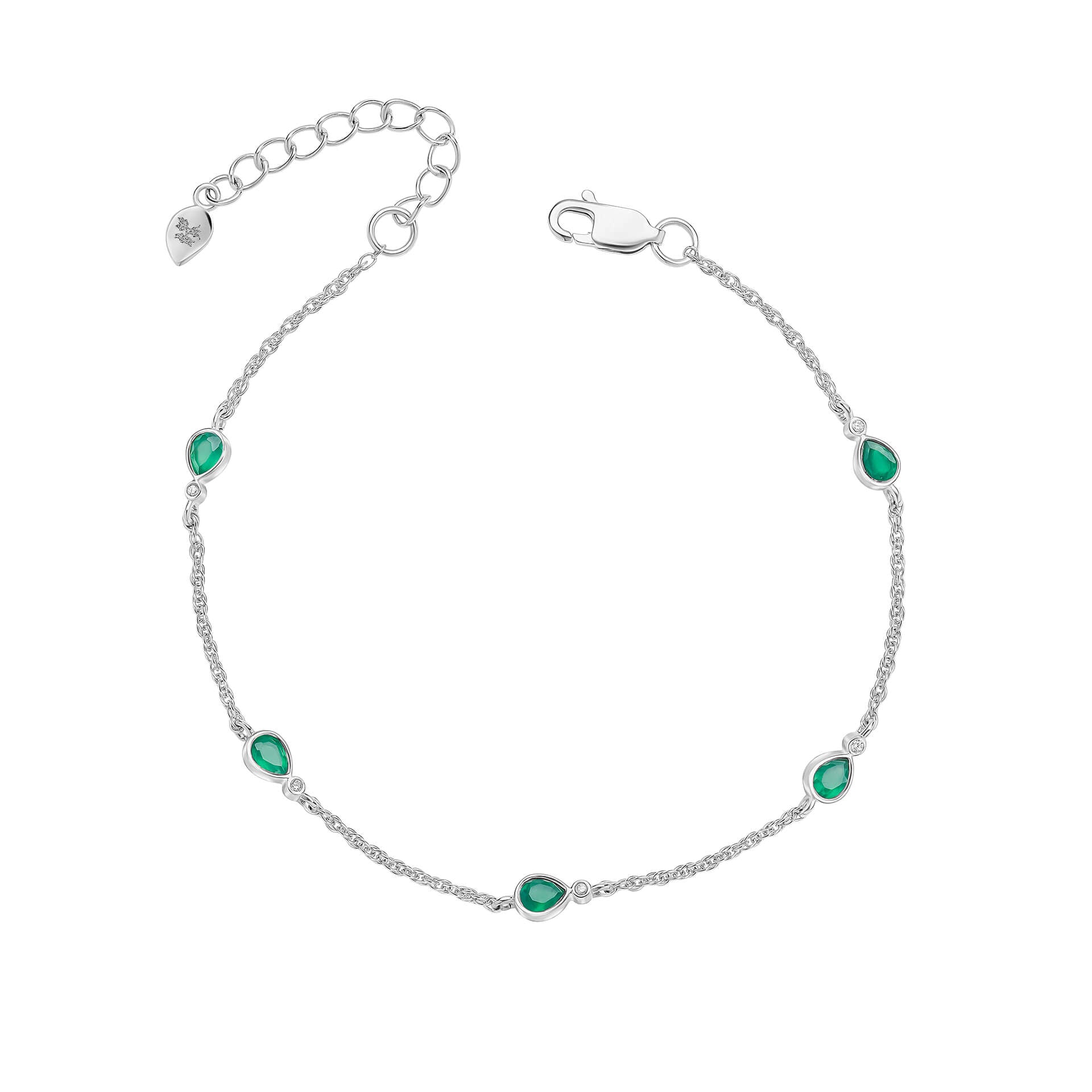 Gecko Jewellery Thornage Flowers Station Bracelet in Sterling Silver