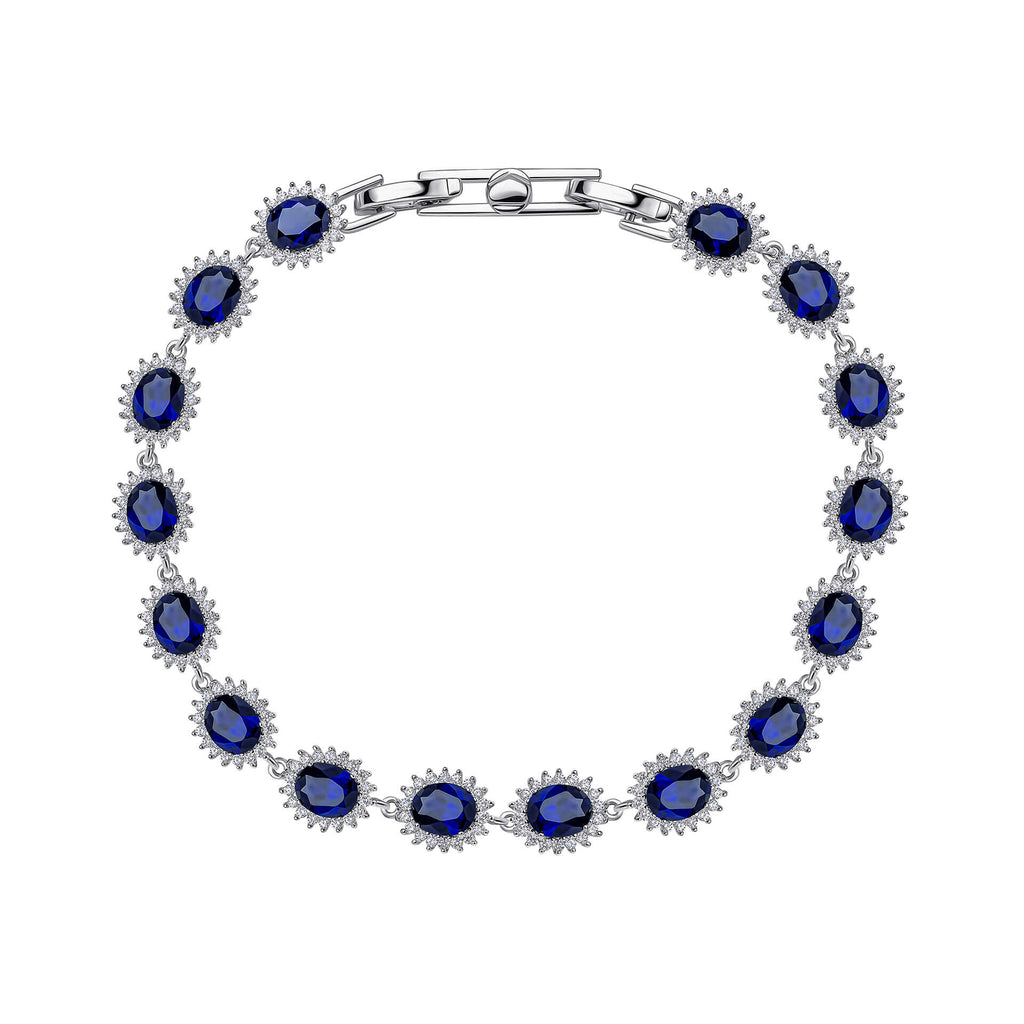 Gecko Jewellery Oval Blue Stone Bracelet with Diamonfire Zirconia
