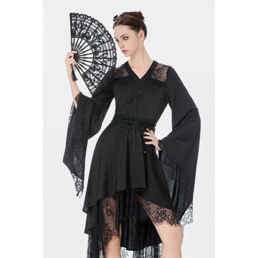 Dark in Love Selene Gothic Kimono Tail Dress – Lace High-Low Gown