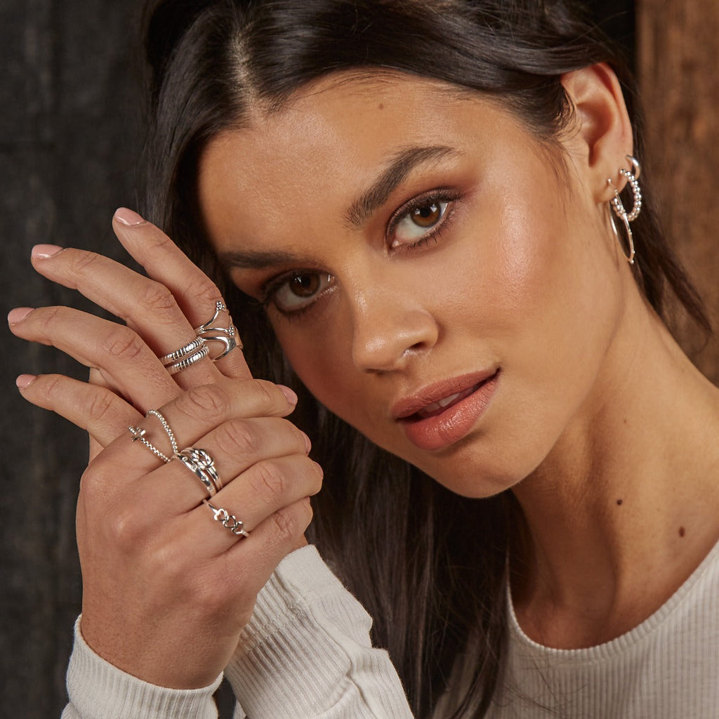 Gecko Jewellery Sterling Silver Flush Set Cubic Zirconia Ring Band