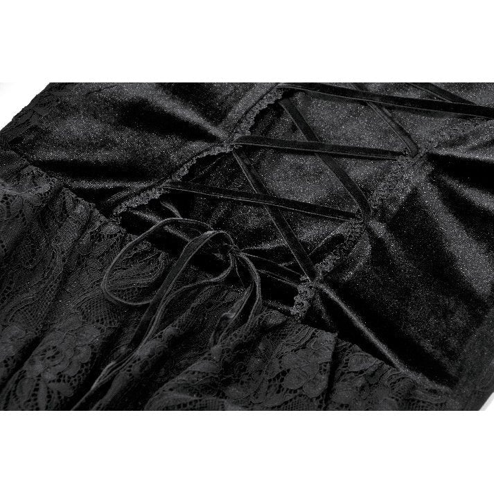 Dark in Love Gothic Velvet & Lace Embroidered Dress | Kate's Clothing