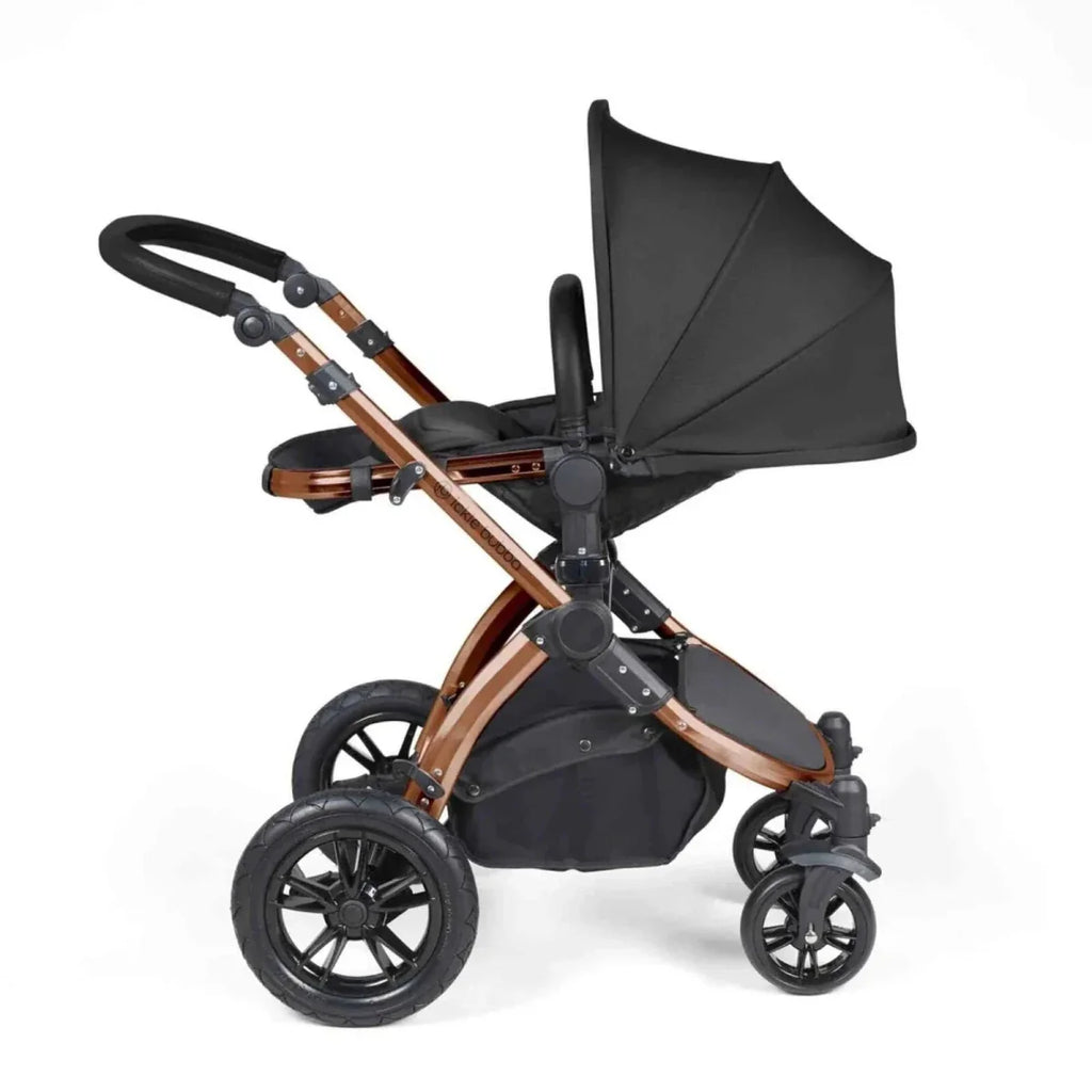 Ickle Bubba Stomp Luxe Travel System with i-Size Cirrus Car Seat & ISOFIX Base 12 pcs - Bronze & Midnight & Black