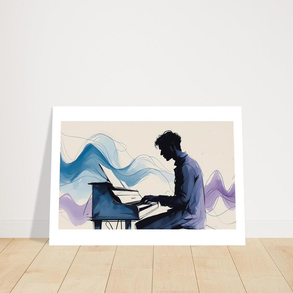 Elegant Piano Player Wall Art - Flowing Abstract Music Poster