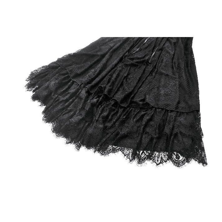 Dark in Love Soraya Gothic Lace High-Low Dress | Off-Shoulder Black