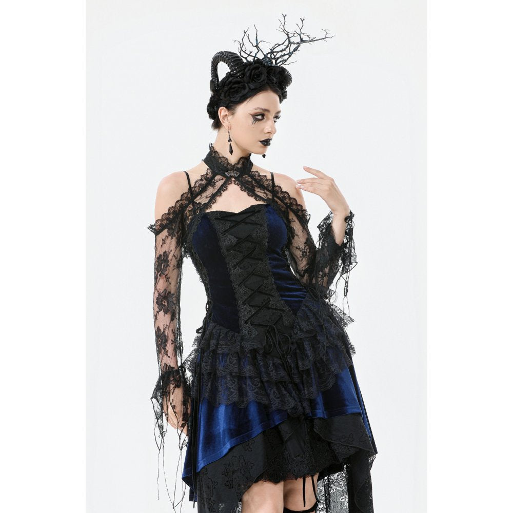 Dark in Love Thalassa Floral Lace Draped Arm Sleeves | Black Cotton